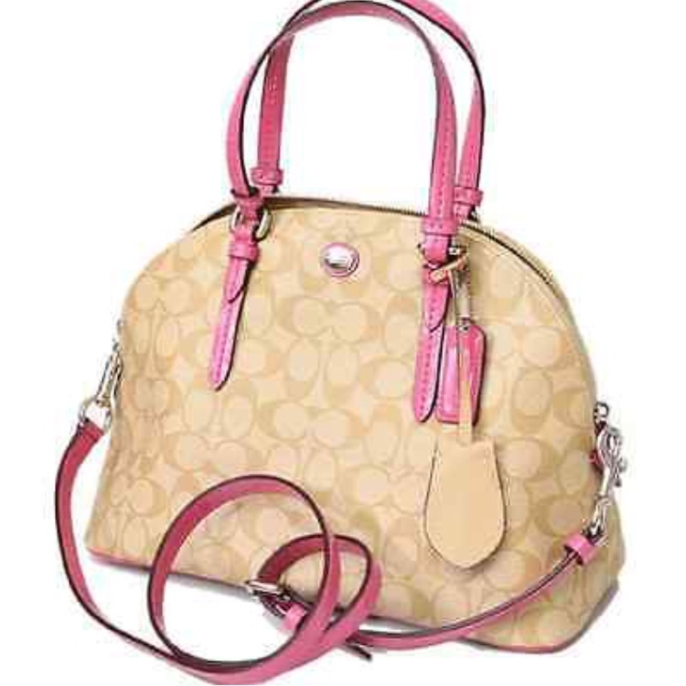 Coach Pink Signature Dome Cora Satchel